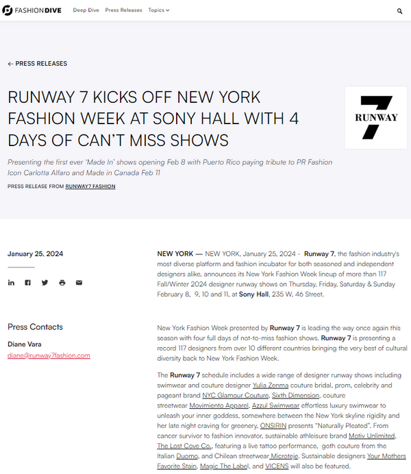 SPARKLE COLLECTION @RUNWAY 7 KICKS OFF NEW YORK FASHION WEEK